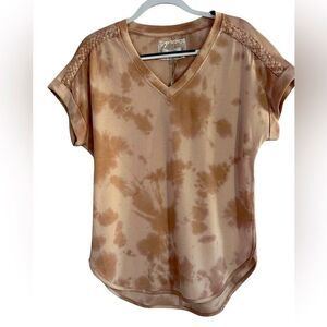 Cupio Tan Tie-Dye Short Sleeve Top